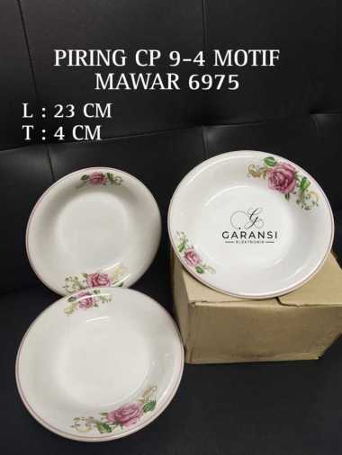 LUCK ROSE PIRING MAKAN KERAMIK MOTIF BUNGA MAWAR CP 9-4 6975 1 LUSIN (12 PCS) MULTIFUNGSI