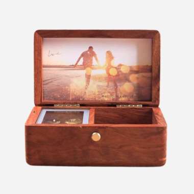 Kadomanis Kotak Musik Kustom Kayu Foto Custom Music Box Photo Wooden Vintage Birthday Anniversary Gi