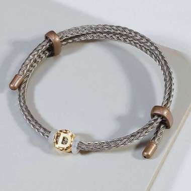 Gelang Tali Liontin Huruf D Bulat Koleksi Josean Elegant Emas Asli