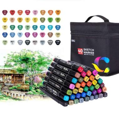 DELI Sketch Marker / Spidol Mewarnai Dual Tip Cepat Kering isi 30/40/60/80 E70806 30 WARNA