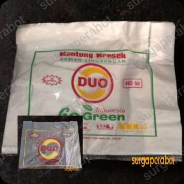 Kresek Duo 50 Hitam / Putih - Kantong Plastik Keresek HD Besar Tebal Putih