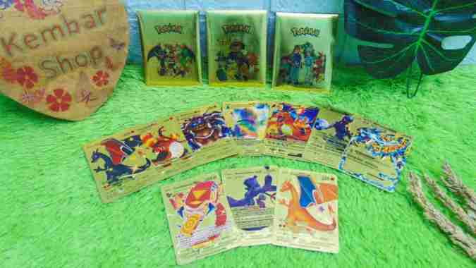 PK-GOLD Mainan Anak Kartu Anak Pokemon Emas Kartu Trading Card Gold Game Pikachu GOLD ISI 10