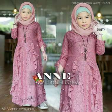 BAJU MUSLIM ANAK PEREMPUAN GAMIS BROKAT ANAK GAMIS ANAK PESTA ANNE Multicolor