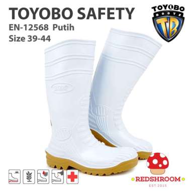 Toyobo Safety EN - 12568 - Sepatu Boots Safety Tinggi Putih Toe Cap 43