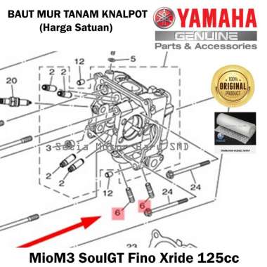 Baut Mur Tanam Knalpot MioM3 SoulGT Fino Xride 125 Asli Original Yamaha Surabaya 956120861800