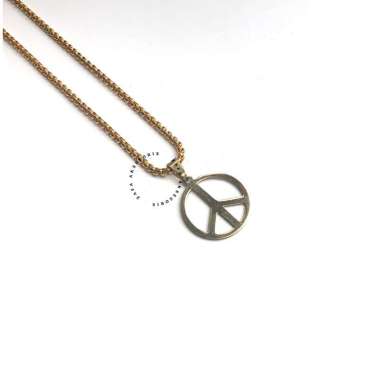 Zafa Kalung Titanium Pria Wanita Anti Karat Silver Gold Liontin Peace - TNT X PEACE Gold