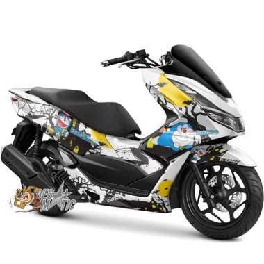 Stiker Decal Full Body Motor Honda PCX 150 PCX160 Doraemon Terbang PCX 150 Putih