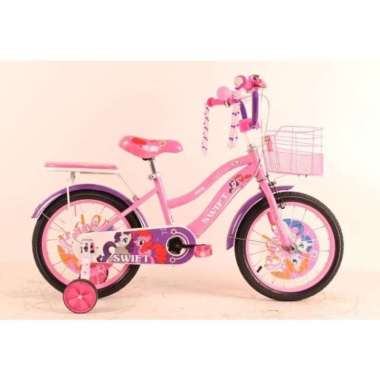 sepeda mini anak bnb swift 12 16 18 keranjang boncengan perempuan - Multicolor