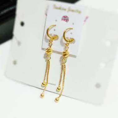 AV309 Grosir Anting Juray panjang Model Bulat Ukir Lapis Emas