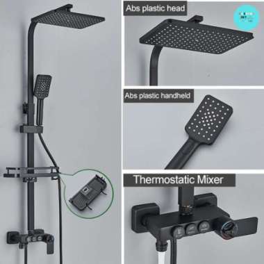 Set Shower Mandi 3 Way Hand Spray Thermostatic 3 Button Shower Kotak