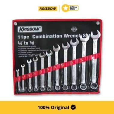 Krisbow Set Wrench Kunci Ring Pas 1/4-7/8 Inci 11 Pcs