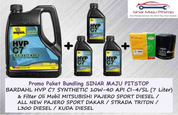 Paket Bundling Oli 7 Liter BARDAHL HVP C7 10W-40 API CI-4/SL & Filter Mobil MITSUBISHI ALL NEW PAJER