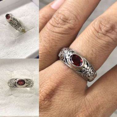 Cincin Ring Garnet Merah Amethyst Peridot Moonstone Zirconia Pirus Turquoise Green Quartz Citrine Pe