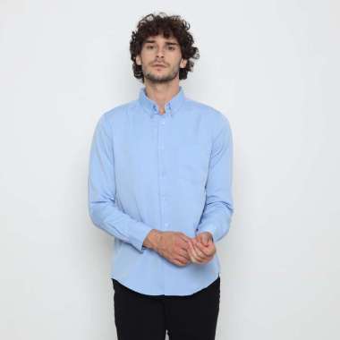 Platini Baju Kemeja Pria Lengan Panjang Polos Polinosic Biru 66124 M
