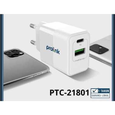 Kepala Charger PROLiNK 20W USB A QC 3.0 & C PD PTC21801 iPhone Samsung
