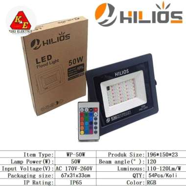 Lampu Sorot LED RGB 50 Watt Remote WP-50W HILIOS / WATERPROOF