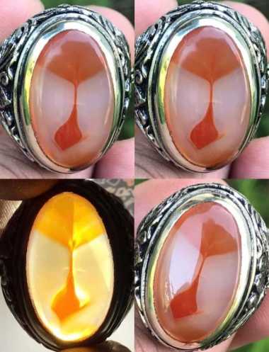 Akik Cincin Batu Natural Kristal Motif Gambar Bandul Jam Kuno Antik