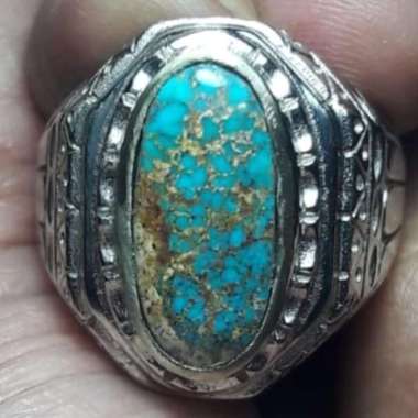 Akik Cincin Batu Natural Pirus Persia Iran Biru Fancy Lawas Kuno Antik