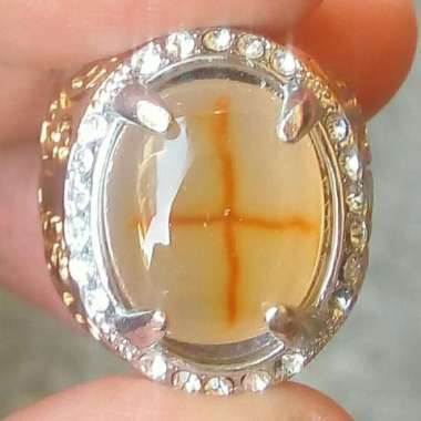 Cincin Akik Batu Gambar Motif Salib Tapak Jalak 10