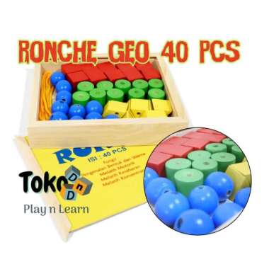 Mainan Edukatif / Edukasi Anak - Balok Kayu Meronche Meronce Ronche 40 Ronce Kalung