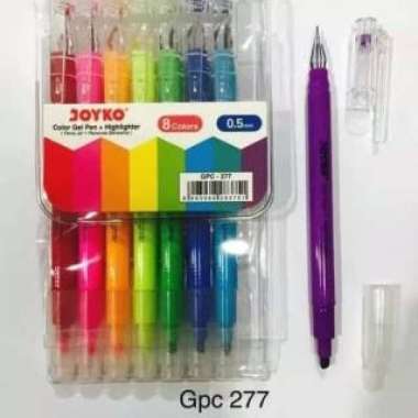 [ Set ] Color Gel Pen & Highlighter - Joyko Gpc-277 8 Warna Murah! Multicolor