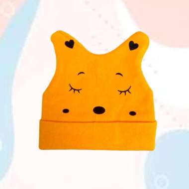 Nikky's Lie Topi Bayi Rajut Sleeping Cat / Topi Bayi Orange
