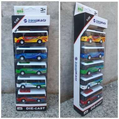 Mainan Diecast Mobil Busway - Diecast Miniatur Bus Busway Transjakarta Multicolor