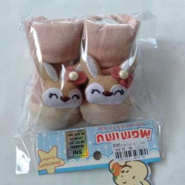 Sepatu Kaos Kaki Mamimu Motif Boneka 0-3 Bulan Pink Soft