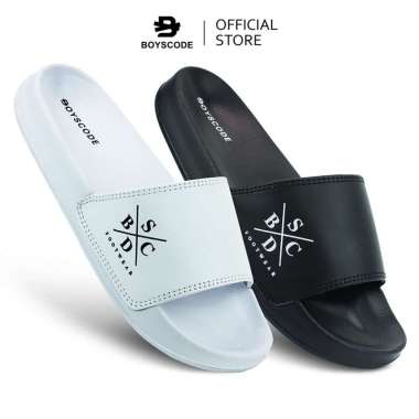 BOYSCODE Sendal Selop Karet Distro Pria Wanita Motif BSCD Side Logo / Slop Pria / Slip On Pria / Sli