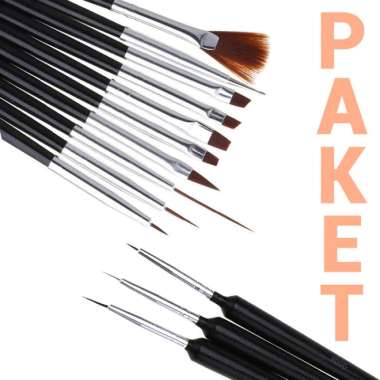 Paket Set Kuas Seni Lukis 10 Jenis + Kuas Tipis Liner Brush 3 Pcs Multicolor