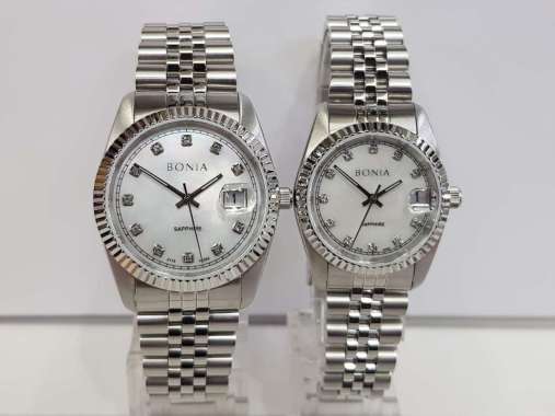 Bonia BNB10550 Sapphire Polos Jam Tangan Stainless Steel Pria Silver