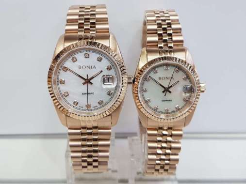 Bonia BNB10550 Sapphire Polos Jam Tangan Stainless Steel Wanita Rose White
