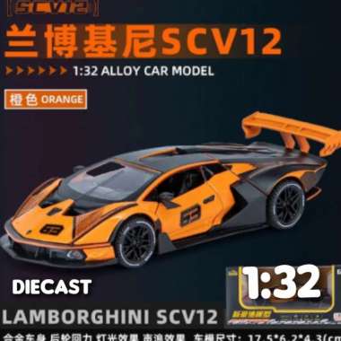 Diecast Miniatur Lamborghini Scv12 Skala 1:32 Body Besi Alloy Multicolor