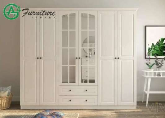 Lemari Pakaian Kayu Minimalis 6 Pintu Mucox