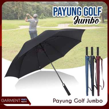 Payung Besar Jumbo Golf Anti UV Polos Free Sarung Muat 3 Orang PACKING DUS HITAM