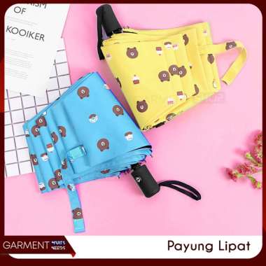 Payung Lipat 3D Otomatis Manual Motif Beruang Premium Bagus Lucu Karakter Murah PACKING BUBBLE MANUA