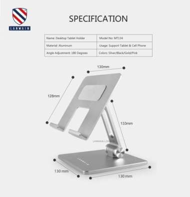 Lanwain London Tablet Stand Holder I Desktop POS Meja Kasir Aluminium Large