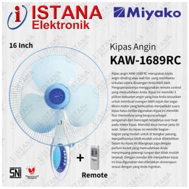 MIYAKO KIPAS ANGIN DINDING/WALL FAN 16 INCH+REMOTE KAW-1689RC