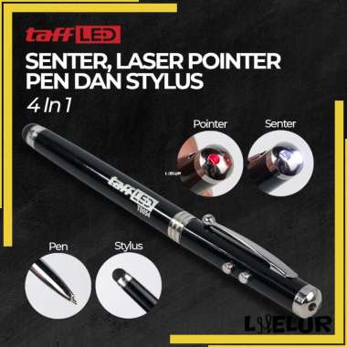 LHELUR TaffLED 4 in 1 Senter Laser Pointer Pen dan Stylus - T0054 No Brand Black