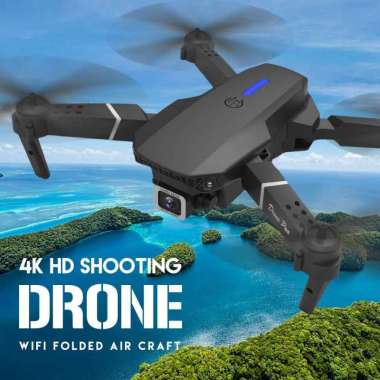 Drone E88 4K Camera Drone Kamera E88 Dual Camera Mini Drone RC Hitam