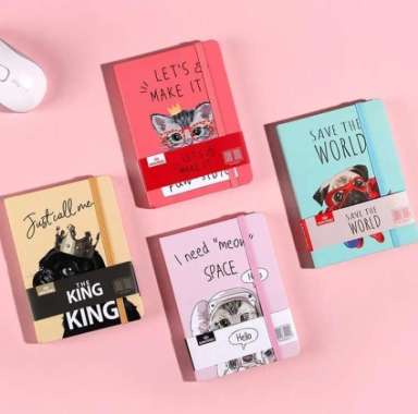 Buku Harian Notebook Catatan Motif Animal Buku Tebal Kekinian Garis A5 DOG BIRU