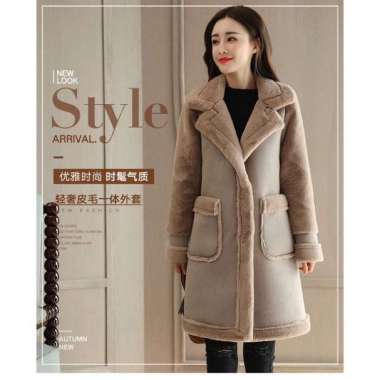SPV WOMEN WOOL LAMB COAT PATRICIA WANITA JAKET WINTER MUSIM DINGIN BROWN XL