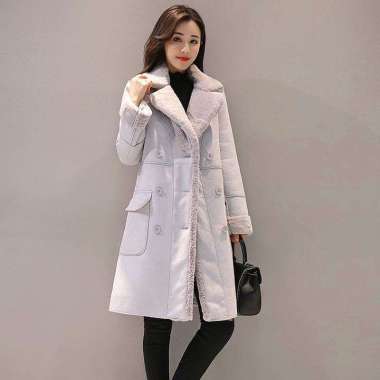 SPV WOMEN WOOL LAMB COAT PATRICIA WANITA JAKET WINTER MUSIM DINGIN GREY M