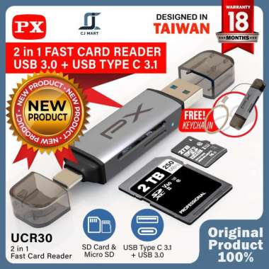 Card Reader USB 3.0 Type C Micro SD High Speed OTG 2 in 1 PX UCR30