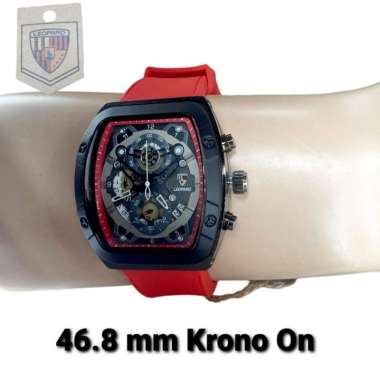 Jam tangan pria Leopard krono on rubber merah
