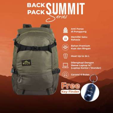 Tas Ransel Outdoor Waterproof muat laptop 14 Inch, Summit Olive Brown