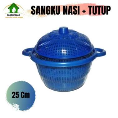 Sangku Nasi + Tutup Plastik Tempat Nasi Makanan Bakul Boboko Plastik Biru