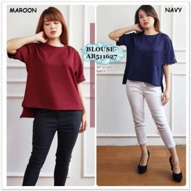 AB511627 Baju Atasan Natal Imlek Sincia Wanita Blouse Korea Bangkok Import Jumbo Loose Scuba Oversiz