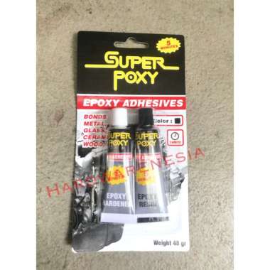 SUPER POXY Lem Epoxy Adhesives 45 gr Gram Besi Baja Kayu Plastik Keramik Kaca Logam Metal Tembaga