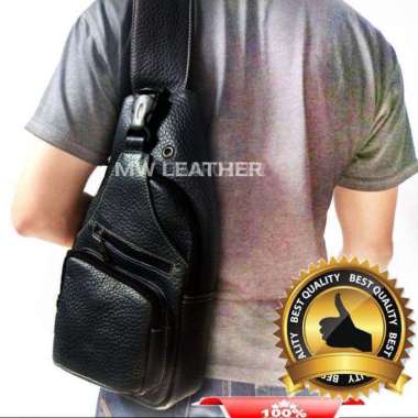 Mivaso Waistbag kulit sapi asli garut keren | Tas kulit tebal Tebal hitam